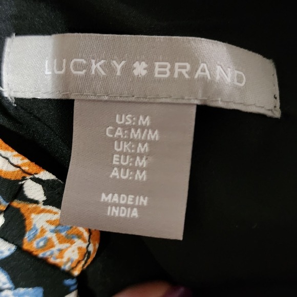 Lucky Brand Floral Print Maxi Dress Long Sleeve Ruffle Neckline Bohemian Style - Picture 9 of 10